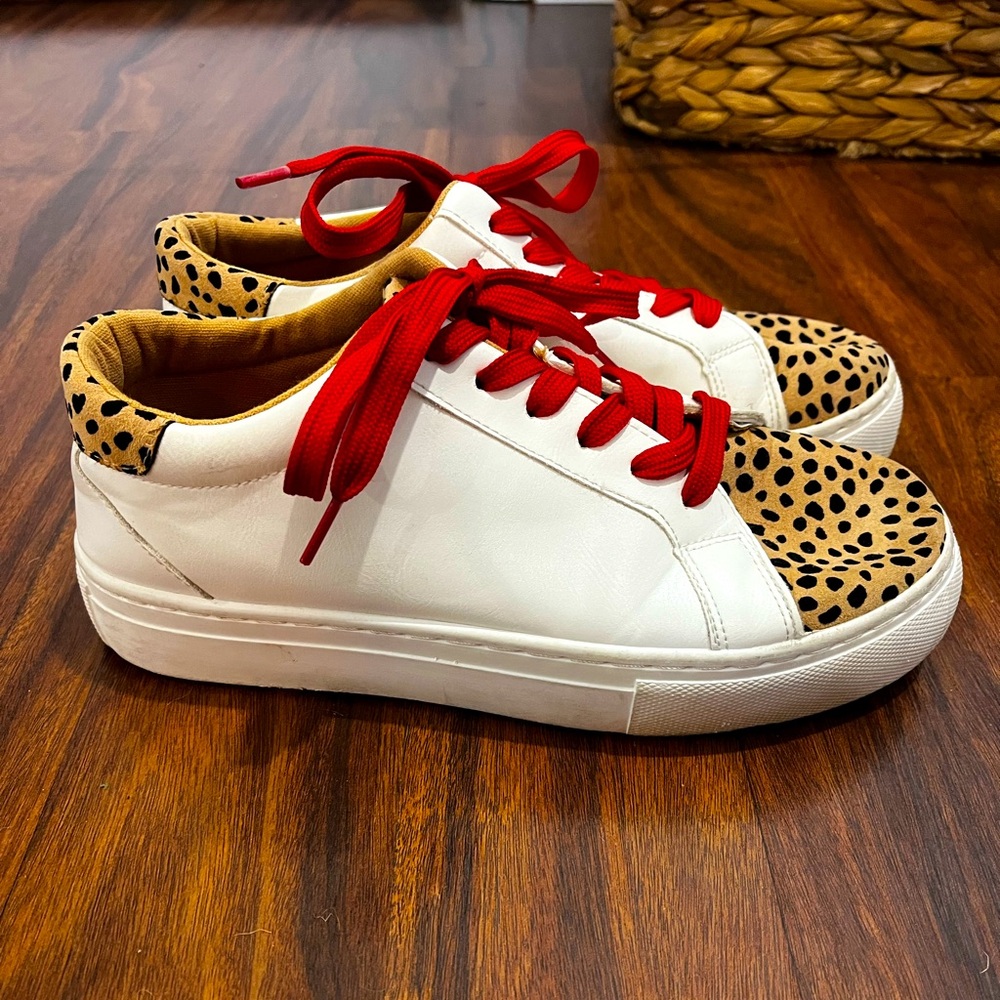 Altar’d State Leopard Print Sneakers with Red Laces